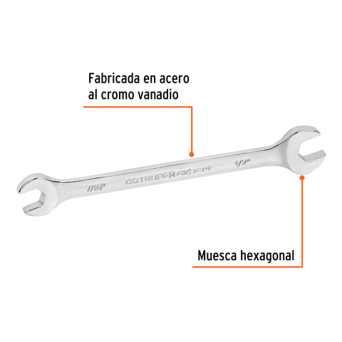 Llave española, 7/16 x 1/2' x 181 mm de largo, Truper Expert | LL-3025 | 15686