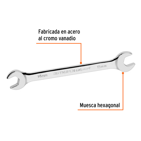 Llave española 14 x 15 x 189 mm de largo, Truper Expert | LL-31415 | 15712