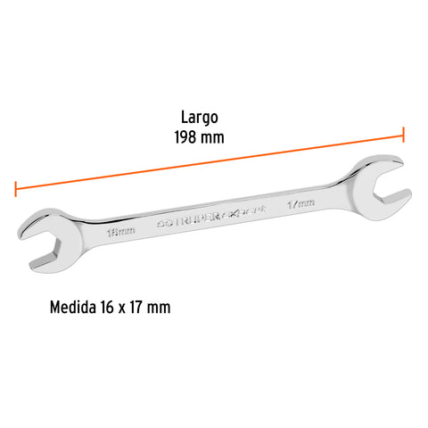 Llave española 16 x 17 x 198 mm de largo, Truper Expert | LL-31617 | 15714