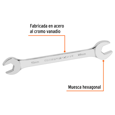 Llave española 19 x 22 x 242 mm de largo, Truper Expert | LL-31922 | 15717