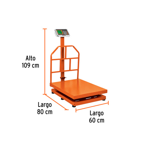 Báscula electrónica de plataforma, plegable, 600 kg, TRUPER | BAS-600PLA | 15733
