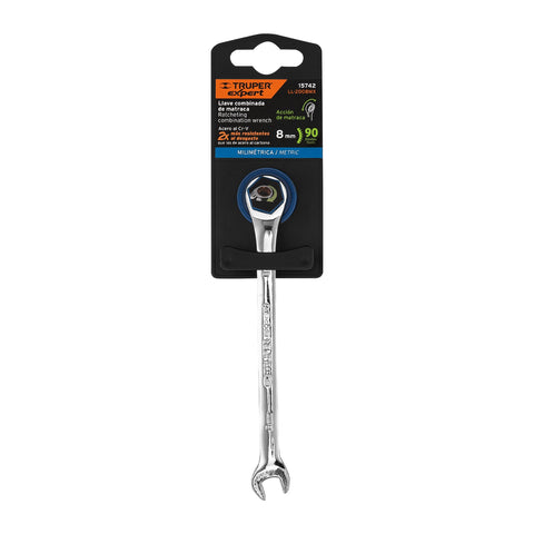 Llave combinada con matraca 8 mm x 136 mm largo, Expert | LL-2008MX | 15742