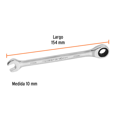 Llave combinada con matraca 10 mm x 154 mm largo, Expert | LL-2010MX | 15743