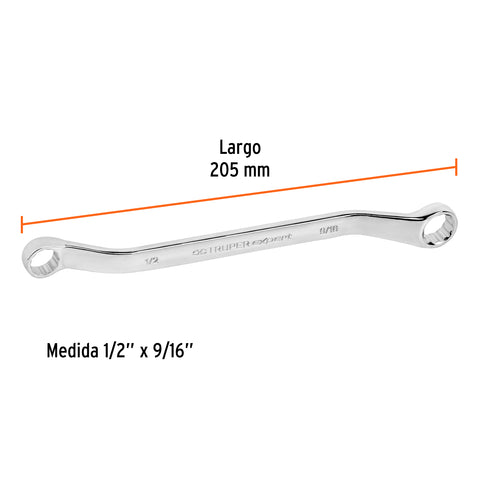 Llave de estrías 1/2 x 9/16' x 205 mm largo, Truper Expert | LL-8181 | 15751