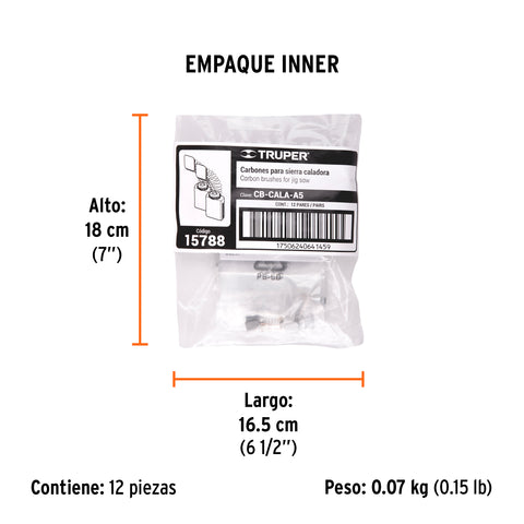 Bolsa con 2 carbones de repuesto para CALA-A5, TRUPER | CB-CALA-A5 | 15788