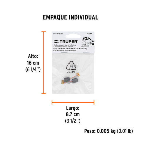 Bolsa con 2 carbones de repuesto para CALA-A5, TRUPER | CB-CALA-A5 | 15788