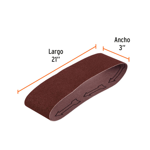 1 banda de lija 3 x 21' p/madera grano 50 en paquete de 5 | BALI-350M | 15796