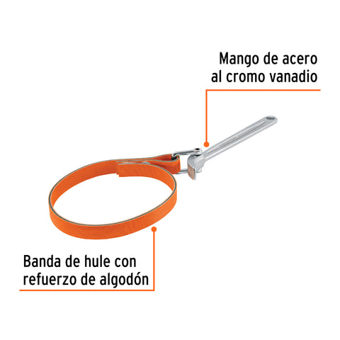 Llave de banda de hule 1-1/2' a 6-1/2' para filtro de aceite | LLB-10 | 15818