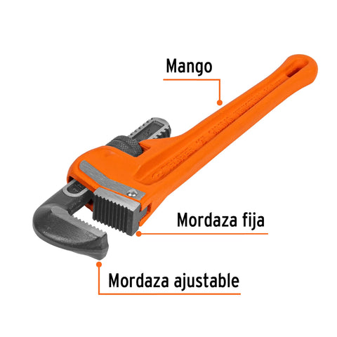 Llave stilson 12' cuerpo robusto de hierro dúctil, Truper | STI-12 | 15837