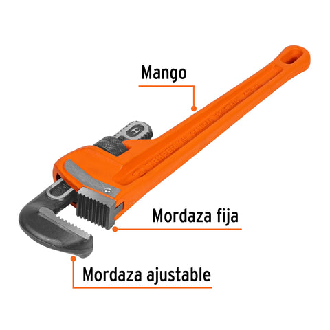 Llave stilson 18' cuerpo robusto de hierro dúctil, Truper | STI-18 | 15839