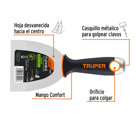 Espátula flexible 4' acero inoxidable, Comfort Grip, EXPERT | ET-4FX | 15852
