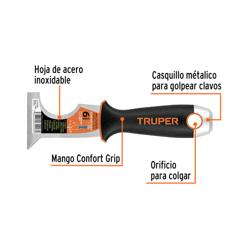 Espátula 2-1/2' de 6 usos, acero inoxidable, Comfort Grip | ET-2-1/2R5X | 15855