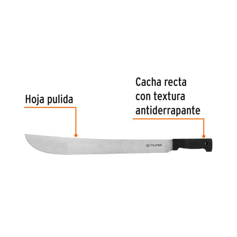 Machete estándar 20' cacha negra inyectada, Truper | T-460-20B | 15866