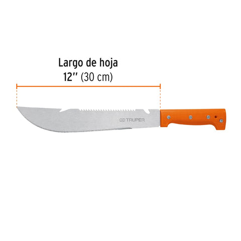 Machete rambo 12',cacha remachada naranja, con funda, TRUPER | T-460-12X | 15890