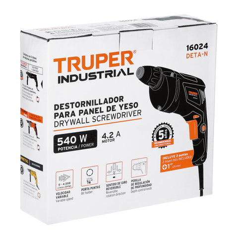 Destornillador para panel de yeso 540W, TRUPER INDUSTRIAL | DETA-N | 16024