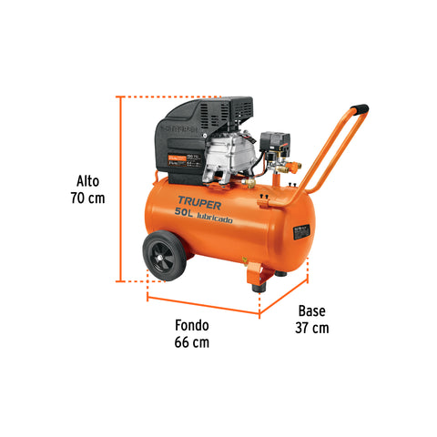 Kit Compresor lub, 50L, manguera y pistola grav,127V, TRUPER | COMP-KIT50 | 16095
