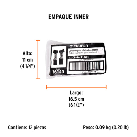Bolsa con 2 carbones de repuesto para TALE-1/2N, TRUPER | CB-TALE-1/2N | 16140