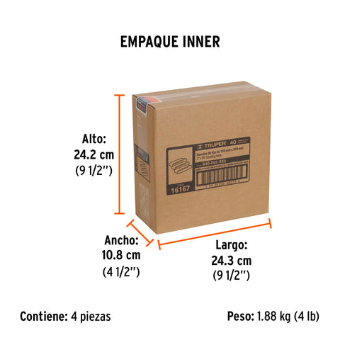Caja con 3 bandas de lija 4' x 36' grano 40 para PUL 4x6 | B40-PUL-4X6 | 16167
