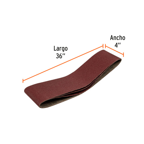 Caja con 3 bandas de lija 4' x 36' grano 80 para PUL 4x6 | B80-PUL-4X6 | 16171