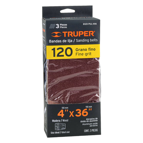Caja con 3 bandas de lija 4' x 36' grano 120 para PUL 4x6 | B120-PUL-4X6 | 16172