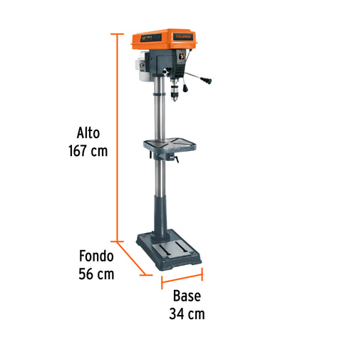 Taladro de piso 17', 1-1/2 HP (1200 W), broquero 5/8',Truper | TAPI-17 | 16182