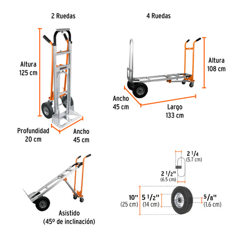 Diablo convertible de aluminio 3 en 1, Truper | DIA-350A3 | 16188