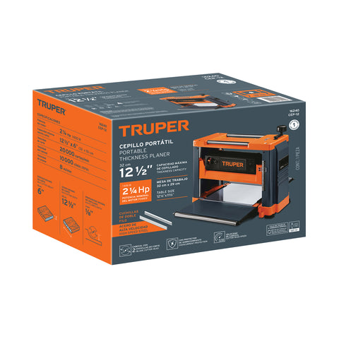 Cepillo portátil 12-1/2', 2-1/4 HP (1600 W), Truper | CEP-12 | 16240