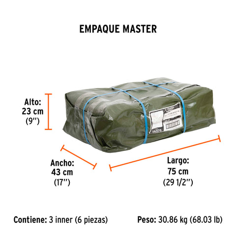 Lona uso rudo 4 x 5 m, verde olivo, 240 g/m2, TRUPER EXPERT | LT-45X | 16375