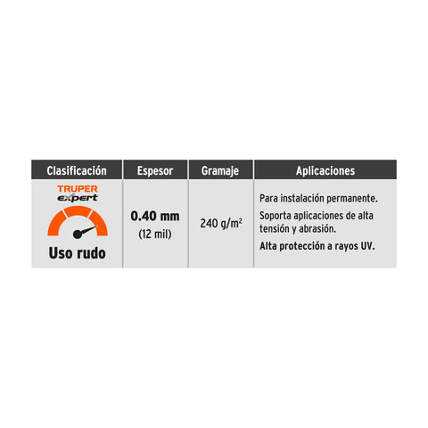 Lona uso rudo 5 x 6 m, verde olivo, 240 g/m2, TRUPER EXPERT | LT-56X | 16377