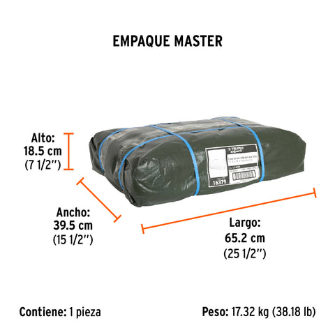 Lona uso rudo 6 x 12 m, verde olivo, 240 g/m2, TRUPER EXPERT | LT-612X | 16379