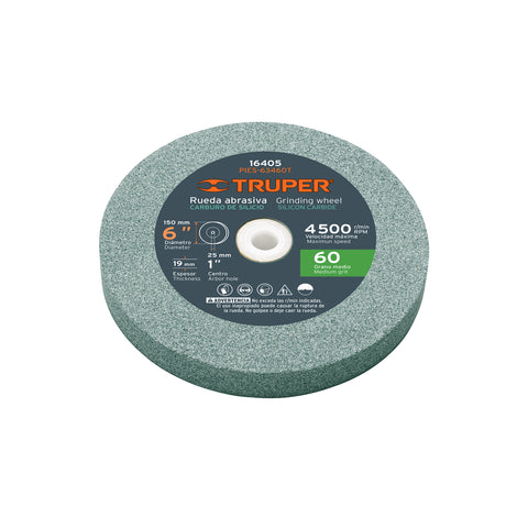 Rueda abrasiva p/esmeril 6'x19mm, carburo silicio, grano 60 | PIES-63460T | 16405