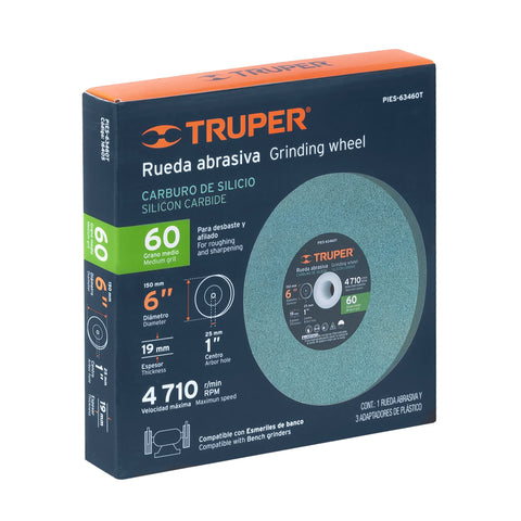 Rueda abrasiva p/esmeril 6'x19mm, carburo silicio, grano 60 | PIES-63460T | 16405