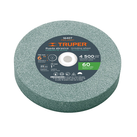 Rueda abrasiva p/esmeril 6'x25mm, carburo silicio, grano 60 | PIES-6160T | 16407
