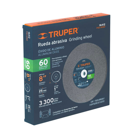 Rueda abrasiva p/esmeril 8'x25mm, óxido aluminio, grano 60 | PIES-8160 | 16412