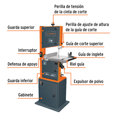 Sierra cinta 14', 1 HP (750 W), Truper | SCI-14E | 16458