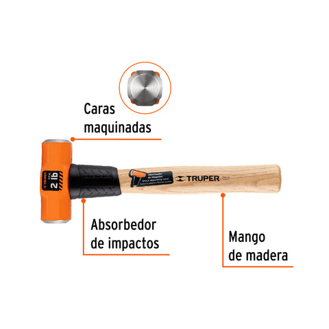 Marro octagonal 2 lb, mango de madera 12', Truper | MD-2M | 16506