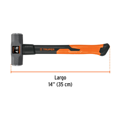 Marro octagonal 4 lb, mango de fibra de vidrio 14', Truper | MD-4F | 16536