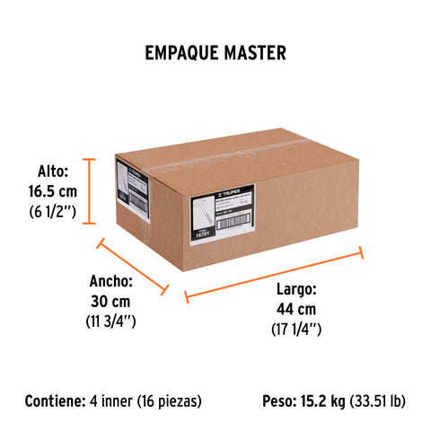 Martillo tubular pulido 16 oz uña curva, Truper | MT-16 | 16701