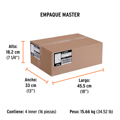 Martillo tubular pulido 16 oz uña recta, Truper | MTR-16 | 16702