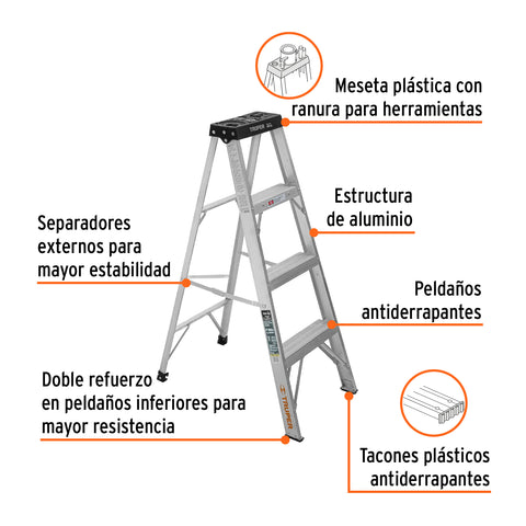 Escalera de tijera tipo III 3 escalones, Truper | EST-33 | 16741