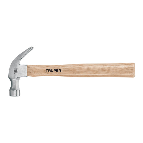 Martillo pulido, 16 oz, uña curva, mango madera, TRUPER | MA-16 | 16752