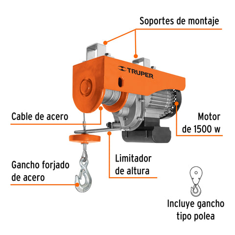 Polipasto eléctrico de 400 kg, Truper | POLE-400 | 16845