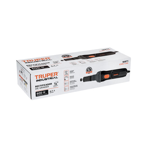 Esmeril recto (rectificador) 1/4' 600W, TRUPER INDUSTRIAL | ESRE-1/4N | 16871