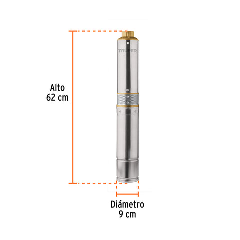 Bomba sumergible tipo bala, 1/2HP, uso agrícola, TRUPER | BOS-1/2LM2 | 16933