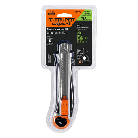 Cutter 18 mm trabajo pesado c/alma metálica y grip, Expert | CUT-6XX | 16976