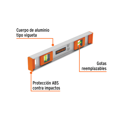 Nivel profesional de 14' con protección de ABS, Truper | NP-14 | 17032