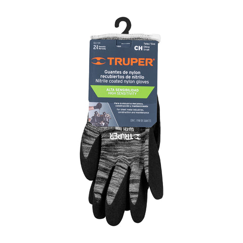 Guantes de nylon recubiertos de nitrilo arenoso, CH, TRUPER | GU-131 | 17063