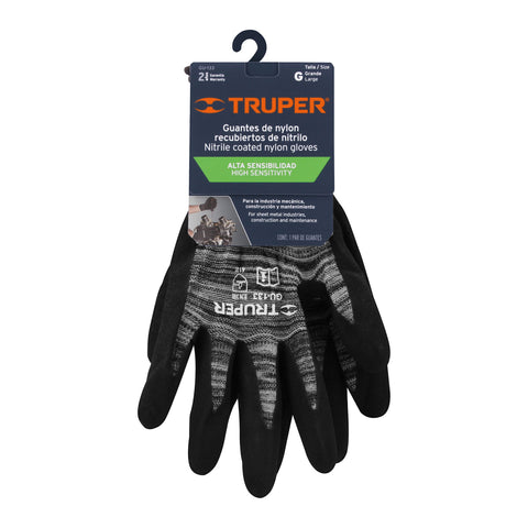 Guantes de nylon recubiertos de nitrilo arenoso, G, TRUPER | GU-133 | 17065