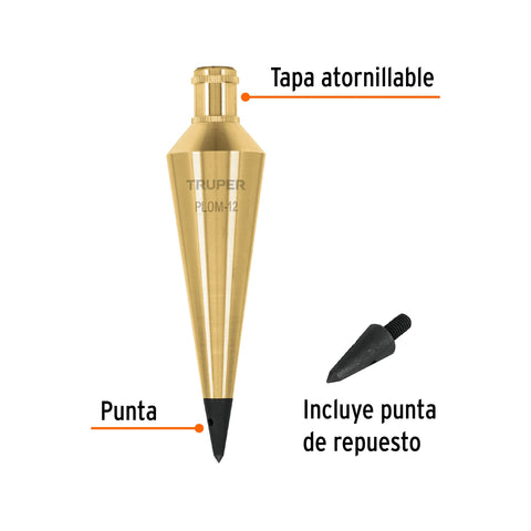 Plomada de latón 12 oz, Truper | PLOM-12 | 17071