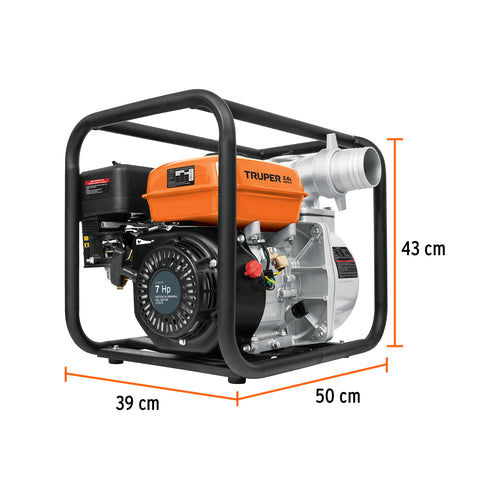 Motobomba autocebante 3'x3', gasolina 7HP, agrícola, TRUPER | MOTB-3 | 17117
